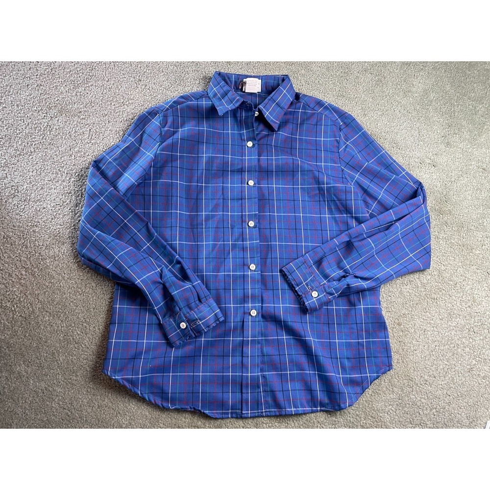 Miss B Shirt Women's Size 15/16 Blue Multicolor Plaid Button Up Long Sleeve